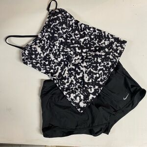 Nike Black and White Tankini with Black Shorts